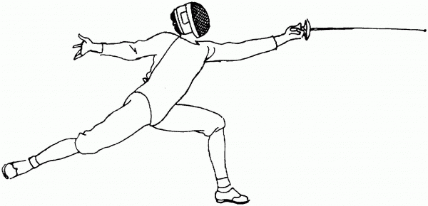 Fencing Lunge coloring page image