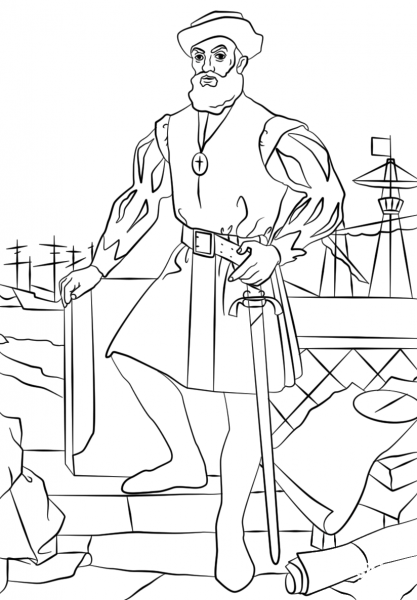 Ferdinand Magellan coloring page image