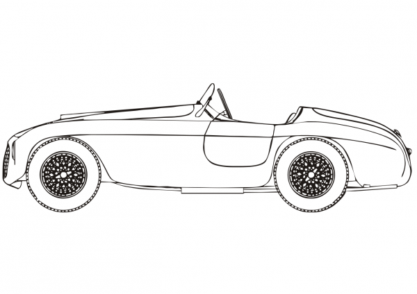 Ferrari 166 MM Barchetta coloring page image