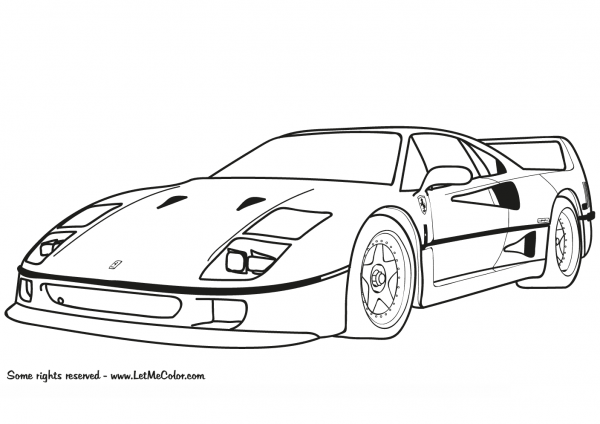 Ferrari F40 coloring page image