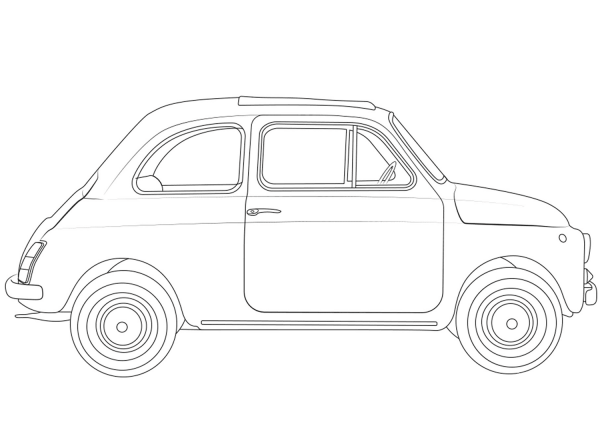 Fiat 500 coloring page image