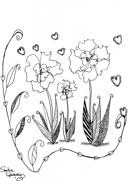 Field Poppies coloring page image