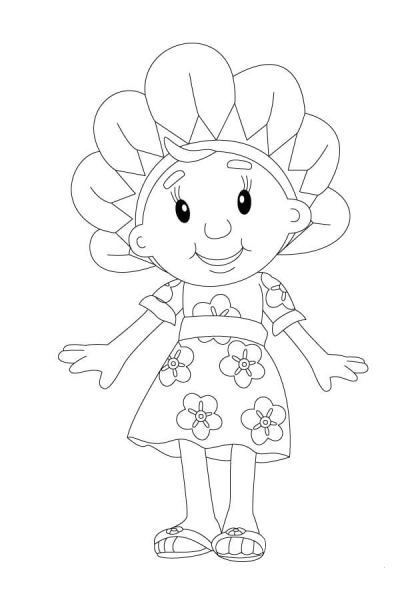 Fifi Standing in her Floral Dress coloring page image
