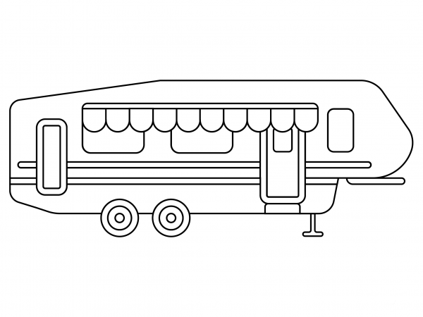 Fifth-wheel trailer coloring page image