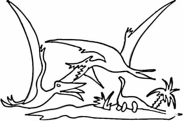 Fight of Pterodactyls  coloring page image