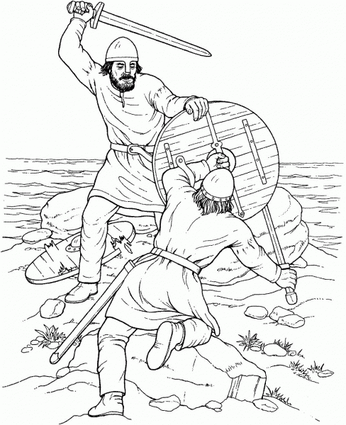Fight Of Vikings  coloring page image