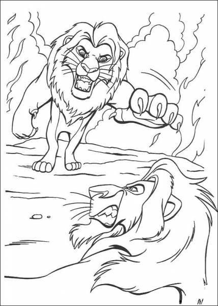 Fighting With Scar  coloring page image