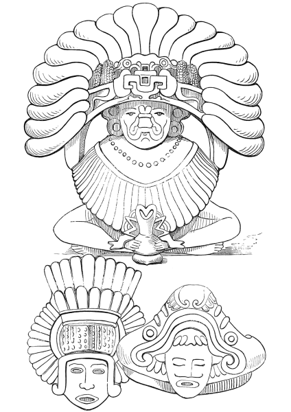 Figures from Oaxaca coloring page image