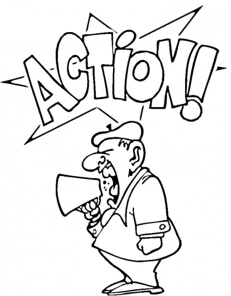 Film Director: “Action!”  coloring page image