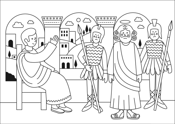 Final Trial Before Pilate coloring page image