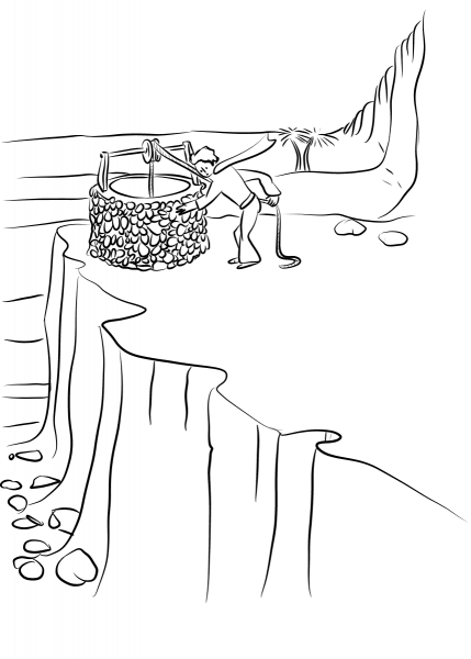 Finding a Well coloring page image