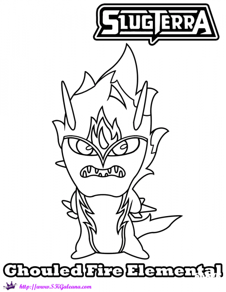 Fire Elemental Ghouled coloring page image