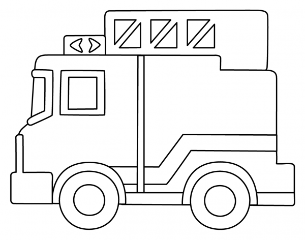Fire Engine Emoji coloring page image