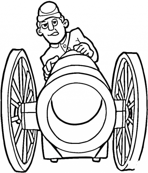 Fire from Cannon  coloring page image