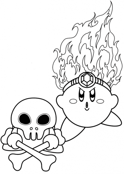 Fire Kirby coloring page image
