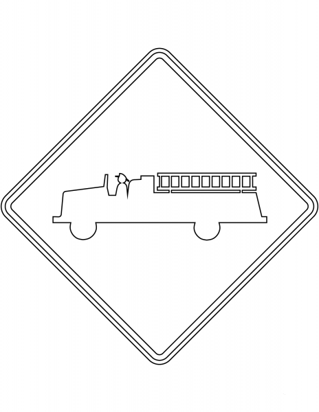 “Fire Station” Sign in the USA coloring page image