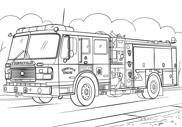 Fire Truck coloring page image