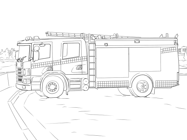 Fire Truck coloring page image