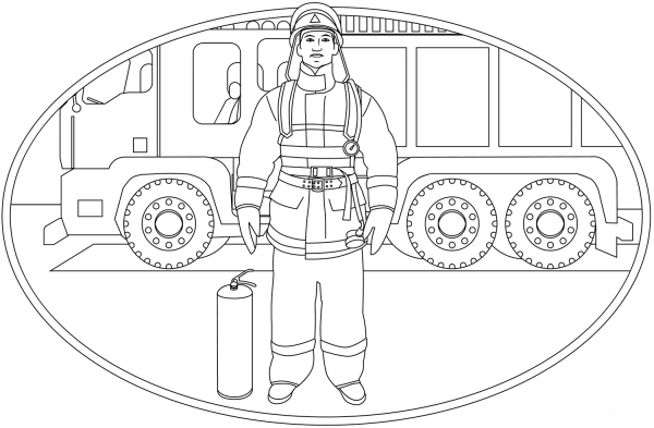 Firefighter coloring page image