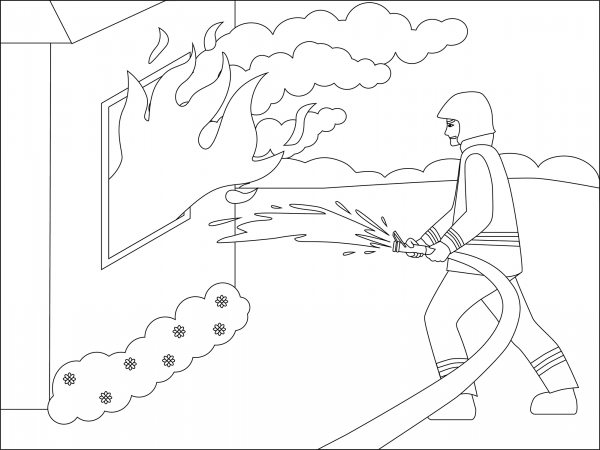 Firefighter coloring page image