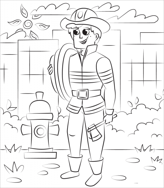Firefighter coloring page image
