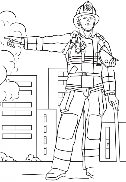 Firefighter coloring page image