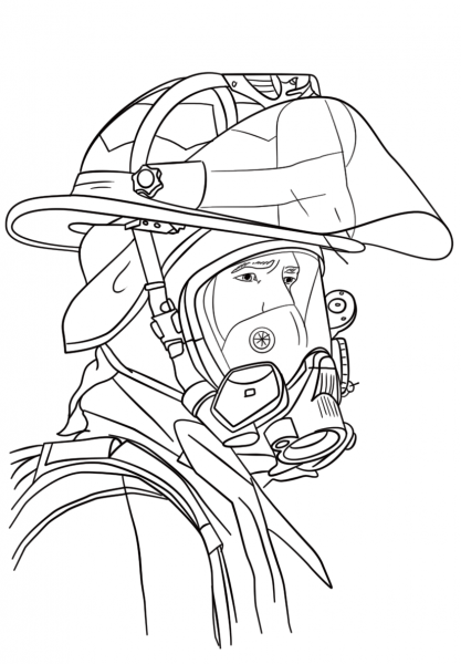 Firefighter Portrait coloring page image