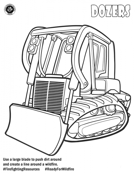 Firefighting Bulldozer coloring page image