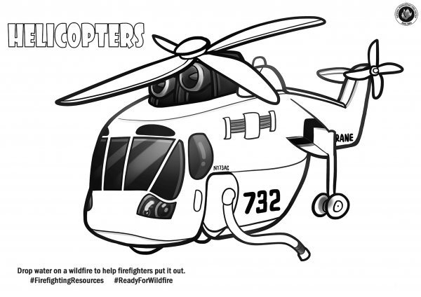 Firefighting Helicopter coloring page image