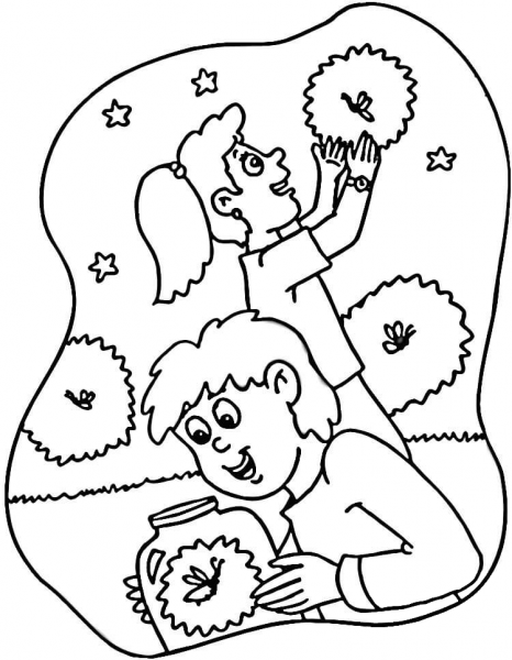 Fireflies  coloring page image