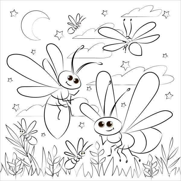 Firefly coloring page image