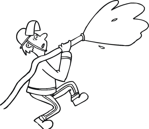 Fireman At Work  coloring page image