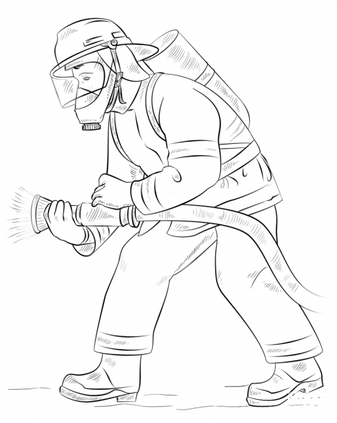 Fireman coloring page image