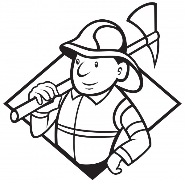 Fireman with Axe coloring page image