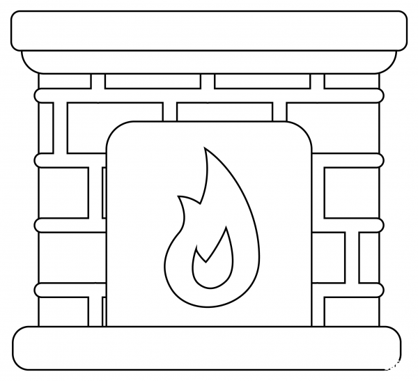 Fireplace coloring page image
