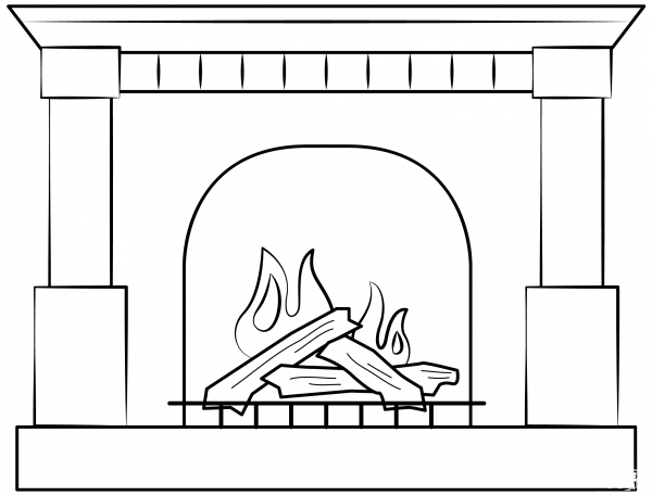 Fireplace coloring page image