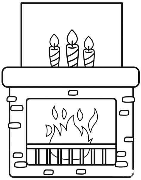 Fireplace coloring page image