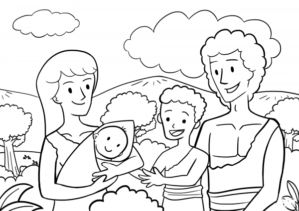 First Children of Adam and Eve coloring page image
