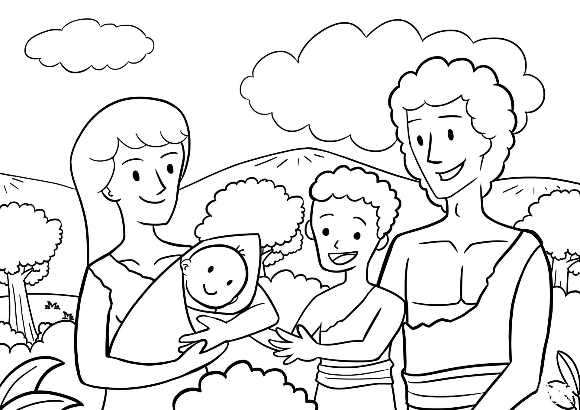 First Children of Adam and Eve coloring page - ColouringPages