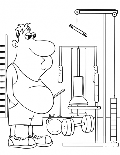 First Day in Gym coloring page image