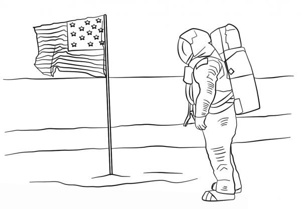 First Man on the Moon coloring page image