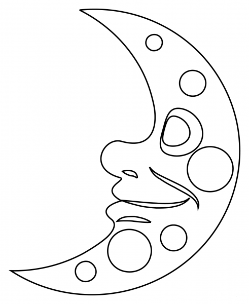 First Quarter Moon Face coloring page image