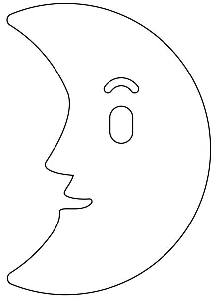 First Quarter Moon Face Emoji coloring page image
