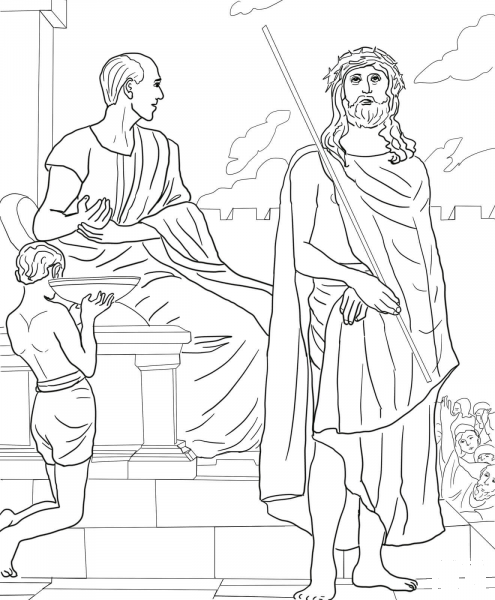 First Station – Jesus is Condemned to Death coloring page image