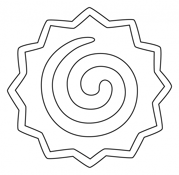 Fish Cake with Swirl Emoji coloring page image