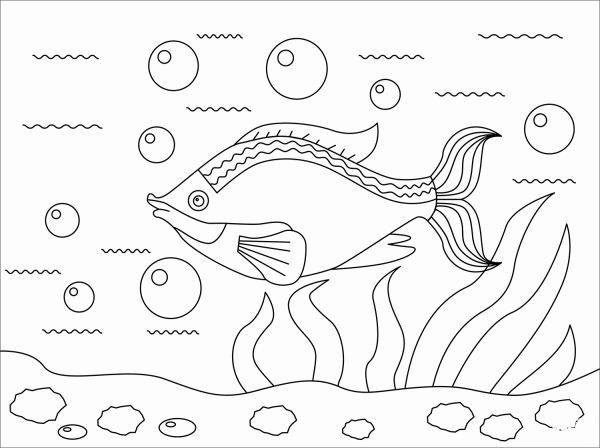Fish coloring page image