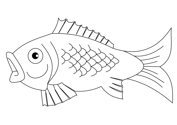 Fish coloring page image