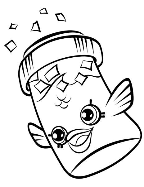 Fish Flake Jake Petkins Shopkin coloring page image