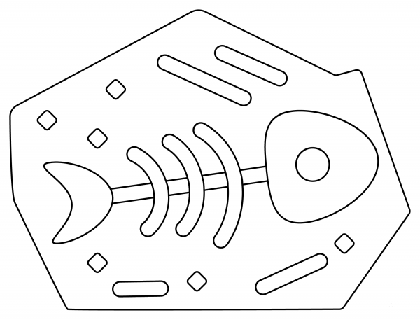 Fish Fossil coloring page image
