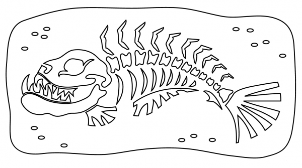 Fish Fossil coloring page image